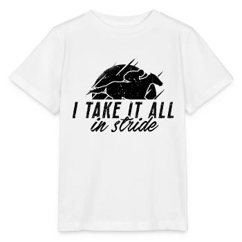 Je prends tout saut d’obstacles Horse Lover Saut d’obstacles - T-shirt bio MINI CREATOR Stanley/Stella Enfant - blanc - Devant - Maike (125cm)
