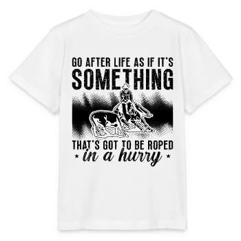 Go After Life As If Cutting Horse Rodeo Horseman - Stanley/Stella MINI CREATOR Kids’ T-Shirt - white - Front - Maike (125cm)