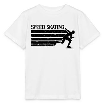Speed Skating Retro Winter Sports Speed Skater - Stanley/Stella Kinder T-Shirt MINI CREATOR  - Weiß - Vorne - Maike (125cm)