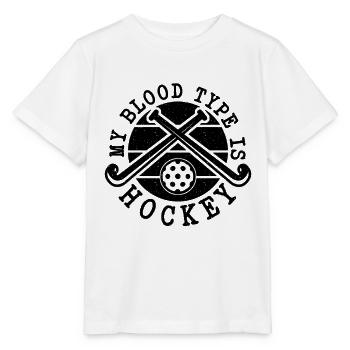 My Blood Type Is Retro Floor Ball Hockey Player - Stanley/Stella MINI CREATOR Kids’ T-Shirt - white - Front - Maike (125cm)