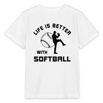 Leben ist besser mit Softball Spruch Geschenk - Stanley/Stella Kinder T-Shirt MINI CREATOR  - Weiß - Vorne - Maike (125cm)