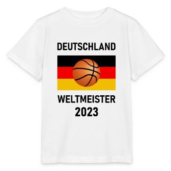 Deutschland Basketball Weltmeister 2023 Fan Shirt - Stanley/Stella Kinder T-Shirt MINI CREATOR  - Weiß - Vorne - Maike (125cm)