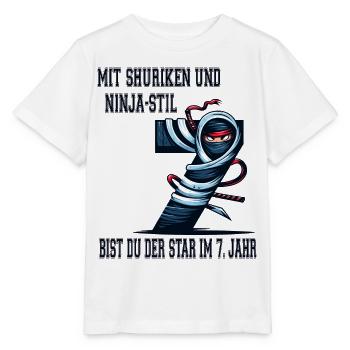 Shuriken und Ninja-Stil 7. Geburtstag - Stanley/Stella Kinder T-Shirt MINI CREATOR  - Weiß - Vorne - Maike (125cm)