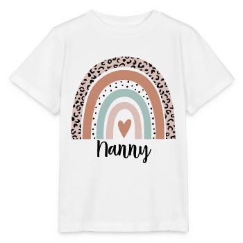 Nanny Rainbow Leopard Funny Nanny Gift - Stanley/Stella MINI CREATOR Kids’ T-Shirt - white - Front - Maike (125cm)