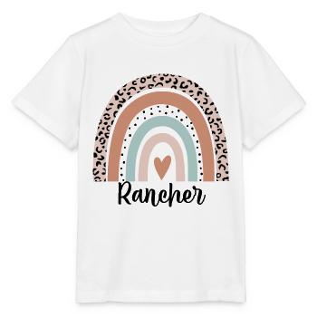 Rancher Regenbogen Leopard Lustiges Rancher Geschenk - Stanley/Stella Kinder T-Shirt MINI CREATOR  - Weiß - Vorne - Maike (125cm)