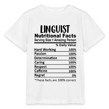 Linguiste Nutrition Facts Drôle - T-shirt bio MINI CREATOR Stanley/Stella Enfant - blanc - Devant - Maike (125cm)