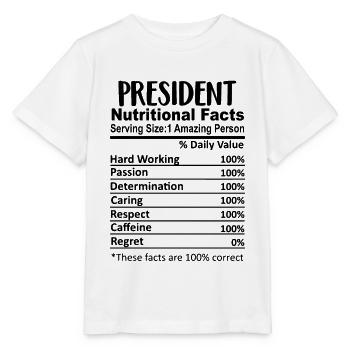 Präsident Nährwertangaben lustig - Stanley/Stella Kinder T-Shirt MINI CREATOR  - Weiß - Vorne - Maike (125cm)