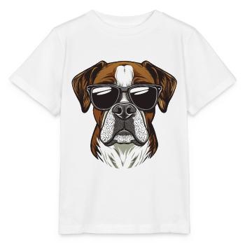 cooler Boxer Hund mit Sonnebrille - Stanley/Stella Kinder T-Shirt MINI CREATOR  - Weiß - Vorne - Maike (125cm)