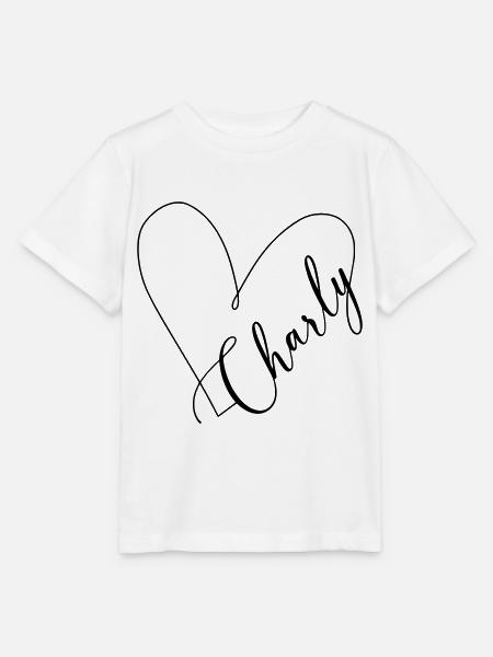 Charly Nom Ligne de Coeur - T-shirt bio MINI CREATOR Stanley/Stella Enfant - blanc