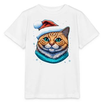 L’illustration numérique de chaton de Noël, un grand Avent - T-shirt bio MINI CREATOR Stanley/Stella Enfant - blanc - Devant - Maike (125cm)