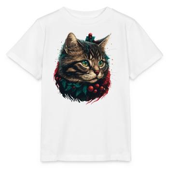 Wunderschöne Weihnachtskätzchen-Illustration, eine ausgezeichnete - Stanley/Stella Kinder T-Shirt MINI CREATOR  - Weiß - Vorne - Maike (125cm)