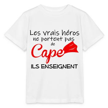 Les vrais heros ne portent pas cape ils enseignent - T-shirt bio MINI CREATOR Stanley/Stella Enfant - blanc - Devant - Maike (125cm)
