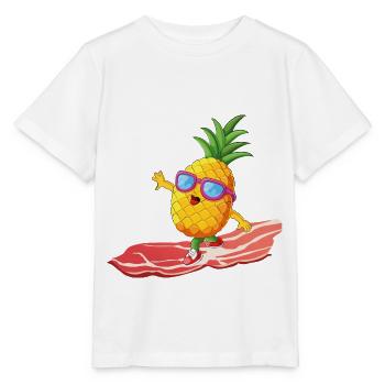 Cool Funny Pineapple Riding on Bacon - Stanley/Stella MINI CREATOR Kids’ T-Shirt - white - Front - Maike (125cm)
