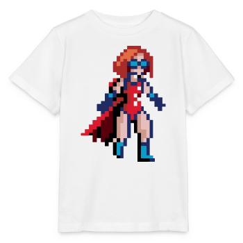 Pixel Superheroine - Flying Hero With Blue Goggles - Stanley/Stella MINI CREATOR Kids’ T-Shirt - white - Front - Maike (125cm)