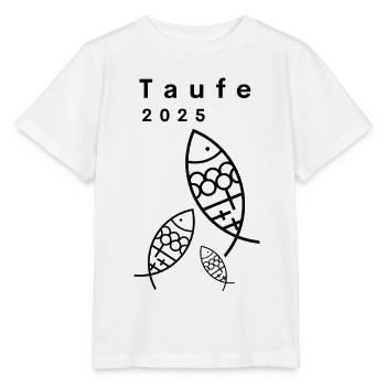 Baptême 2025 3 Poissons Croix Minimaliste - T-shirt bio MINI CREATOR Stanley/Stella Enfant - blanc - Devant - Maike (125cm)