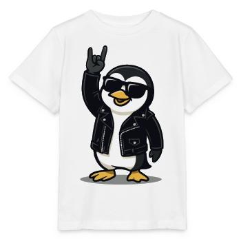 Rock'n'Roll Penguin - Stanley/Stella MINI CREATOR Kids’ T-Shirt - white - Front - Maike (125cm)