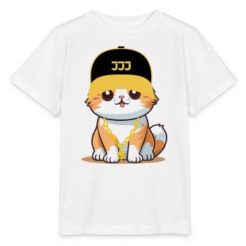 Chat swag - chat cool - T-shirt bio MINI CREATOR Stanley/Stella Enfant - blanc - Devant - Maike (125cm)