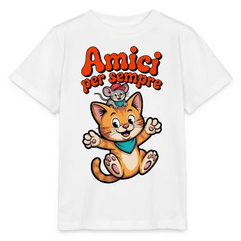 Freunde für immer Kätzchen und Maus - Stanley/Stella Kinder T-Shirt MINI CREATOR  - Weiß - Vorne - Maike (125cm)