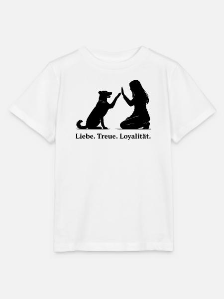 Herzlicher High-Five: Hund und Mensch - Stanley/Stella Kinder T-Shirt MINI CREATOR - Weiß