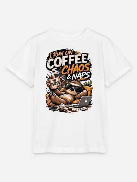 Kaffee-Chaos & Nickerchen Faultier-T-Tee - Stanley/Stella Kinder T-Shirt MINI CREATOR  - Weiß