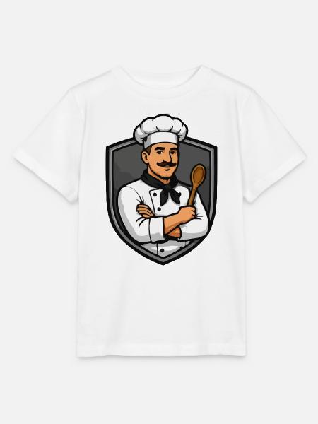 Chef im Wappenemblem Cartoon - Stanley/Stella Kinder T-Shirt MINI CREATOR - Weiß