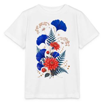Fleurs Bleues et Dahlias Sauvages - T-shirt bio MINI CREATOR Stanley/Stella Enfant - blanc - Devant - Maike (125cm)