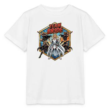 Comic de la Superhéroïne de la Mariée de l’Équipe - T-shirt bio MINI CREATOR Stanley/Stella Enfant - blanc - Devant - Maike (125cm)