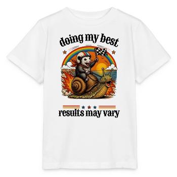 Racing rat on snail - Stanley/Stella MINI CREATOR Kids’ T-Shirt - white - Front - Maike (125cm)