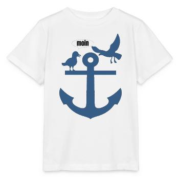 Moin Möwen auf Anker - Stanley/Stella Kinder T-Shirt MINI CREATOR  - Weiß - Vorne - Maike (125cm)