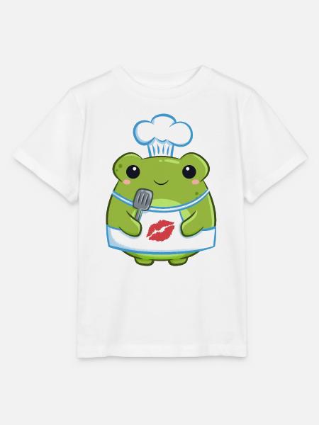 Küchenfrosch mit Kussabdruck - Stanley/Stella Kinder T-Shirt MINI CREATOR - Weiß