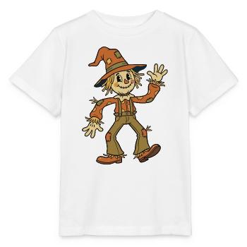 Freundliche Vogelscheuche, die mit einem Lächeln zum Gruß winkt - Stanley/Stella Kinder T-Shirt MINI CREATOR  - Weiß - Vorne - Maike (125cm)