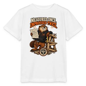 RobVibe Wild Club – Improvisierender Biber - Stanley/Stella Kinder T-Shirt MINI CREATOR  - Weiß - Vorne - Maike (125cm)