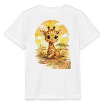 Süße Babygiraffe in der Savanne – Aquarell - Stanley/Stella Kinder T-Shirt MINI CREATOR  - Weiß - Vorne - Maike (125cm)