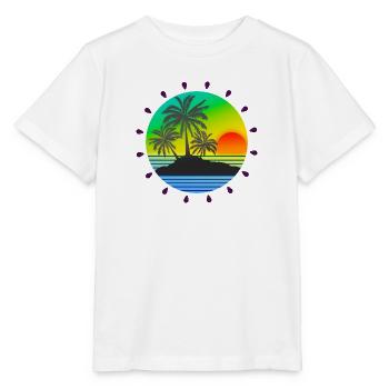 Beautiful island image with sunrays. Holiday motif - Stanley/Stella MINI CREATOR Kids’ T-Shirt - white - Front - Maike (125cm)