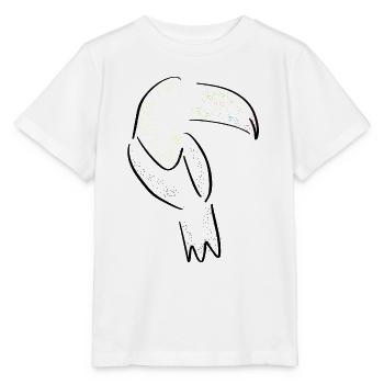 Tukan Line Art - Minimalist with splashes of colour - Stanley/Stella MINI CREATOR Kids’ T-Shirt - white - Front - Maike (125cm)