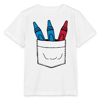 Poche de poitrine aux crayons de cire colorés sur la route - T-shirt bio MINI CREATOR Stanley/Stella Enfant - blanc - Devant - Maike (125cm)