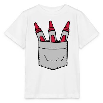 Chest pocket take wax crayons with you on the go - Stanley/Stella MINI CREATOR Kids’ T-Shirt - white - Front - Maike (125cm)