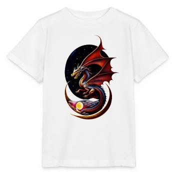 Dragon nocturne - T-shirt bio MINI CREATOR Stanley/Stella Enfant - blanc - Devant - Maike (125cm)