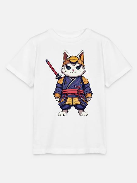 Samurai-Katze #9 - Stanley/Stella Kinder T-Shirt MINI CREATOR - Weiß