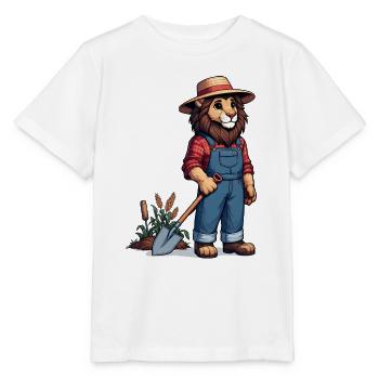 Cute Lion Farmer - Stanley/Stella MINI CREATOR Kids’ T-Shirt - white - Front - Maike (125cm)