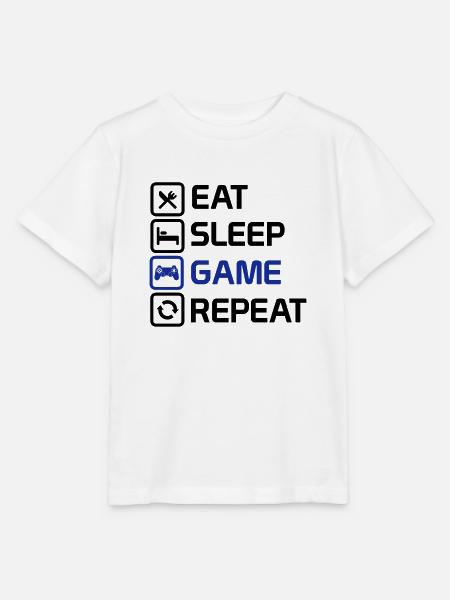 manger le jeu de sommeil répéter - T-shirt bio MINI CREATOR Stanley/Stella Enfant - blanc