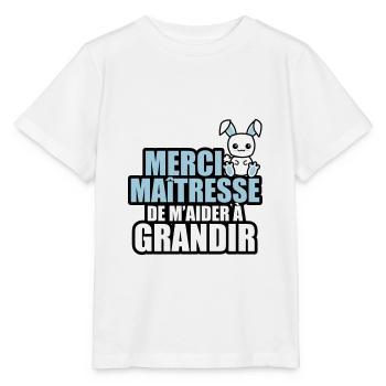 merci maîtresse de m'aider à grandir - T-shirt bio MINI CREATOR Stanley/Stella Enfant - blanc - Devant - Maike (125cm)