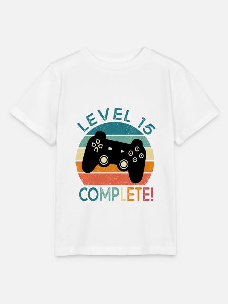 Anniversaire 15 ans gamer level 15 cadeau 15 ans - Stanley/Stella T-shirt MINI CREATOR til børn - hvid