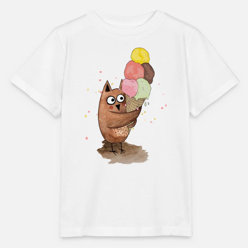 Eule mit riesigem Eis - Stanley/Stella Kinder T-Shirt MINI CREATOR  - Weiß
