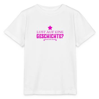 Wer hat Lust auf eine Geschichte? - Stanley/Stella Kinder T-Shirt MINI CREATOR  - Weiß - Vorne - Maike (125cm)