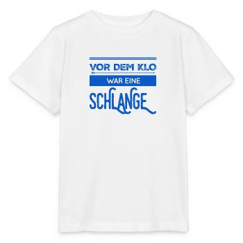 eine lange Schlange vor dem Klo - Stanley/Stella Kinder T-Shirt MINI CREATOR  - Weiß - Vorne - Maike (125cm)