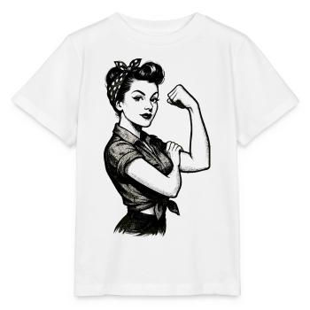 Strength Strong Woman Rockabilly Style Gift - Stanley/Stella MINI CREATOR Kids’ T-Shirt - white - Front - Maike (125cm)