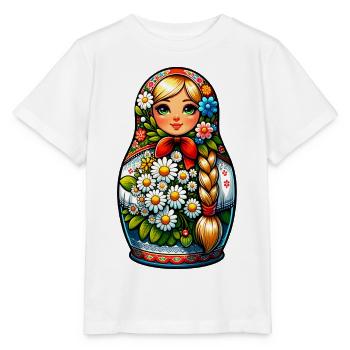 Matriochka en russe Matriochka Poupée Russe - T-shirt bio MINI CREATOR Stanley/Stella Enfant - blanc - Devant - Maike (125cm)