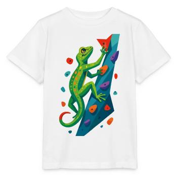 Bouldern Gecko Klettertier Klettern Echse Geschenk - Stanley/Stella Kinder T-Shirt MINI CREATOR  - Weiß - Vorne - Maike (125cm)