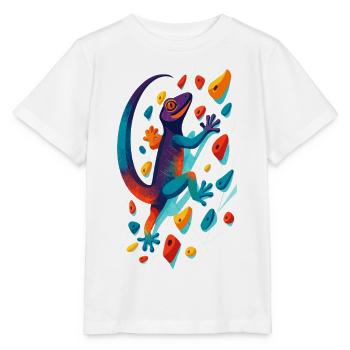 Bouldern Gecko Klettertier Klettern Echse Geschenk - Stanley/Stella Kinder T-Shirt MINI CREATOR  - Weiß - Vorne - Maike (125cm)